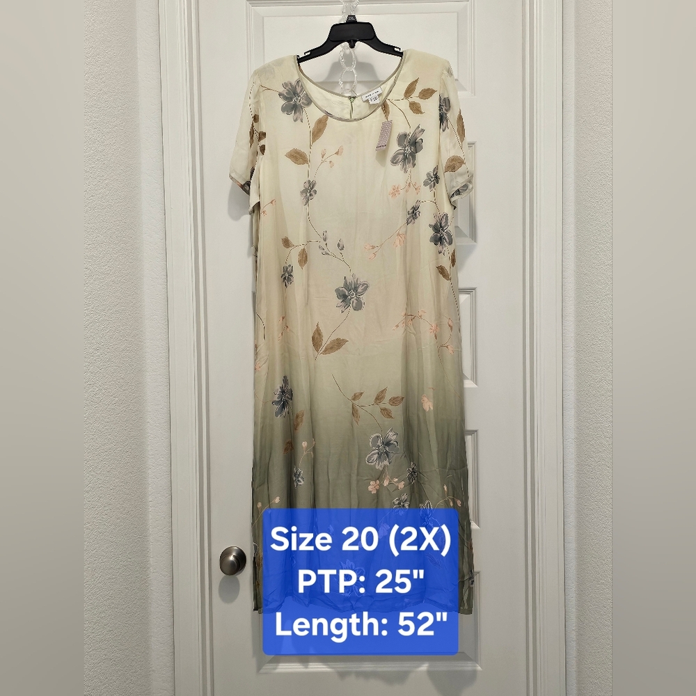 Avenue Short Sleeve Floral Maxi Dress, NWT, Size 2X (20)